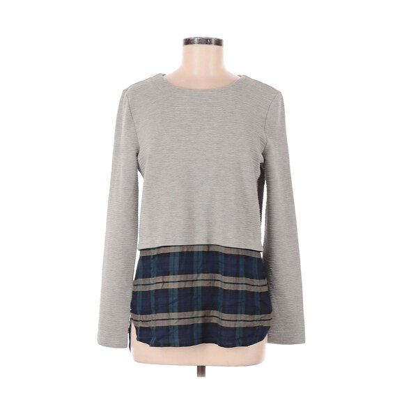 Romeo & Juliet Couture Womens Long Sleeve Plaid Contrast Hem Top Size M Polyeste - Picture 1 of 5